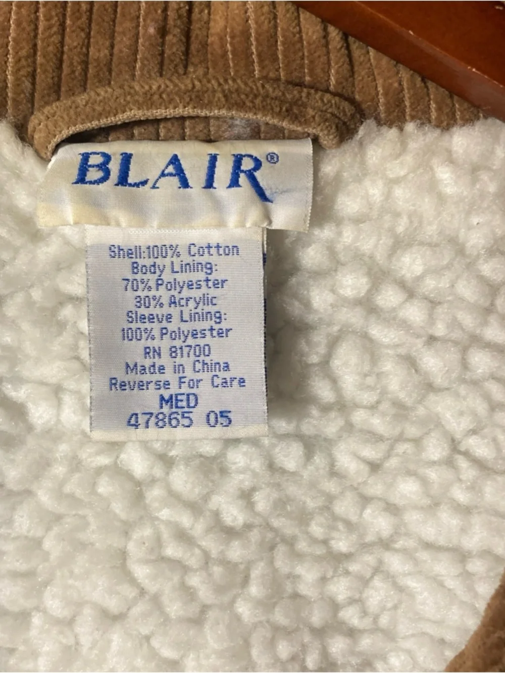 VTG Blair Corduroy Shacket Women M Brown Sherpa Lined Chore Barn Coat Winter Y2K - Picture 4 of 6